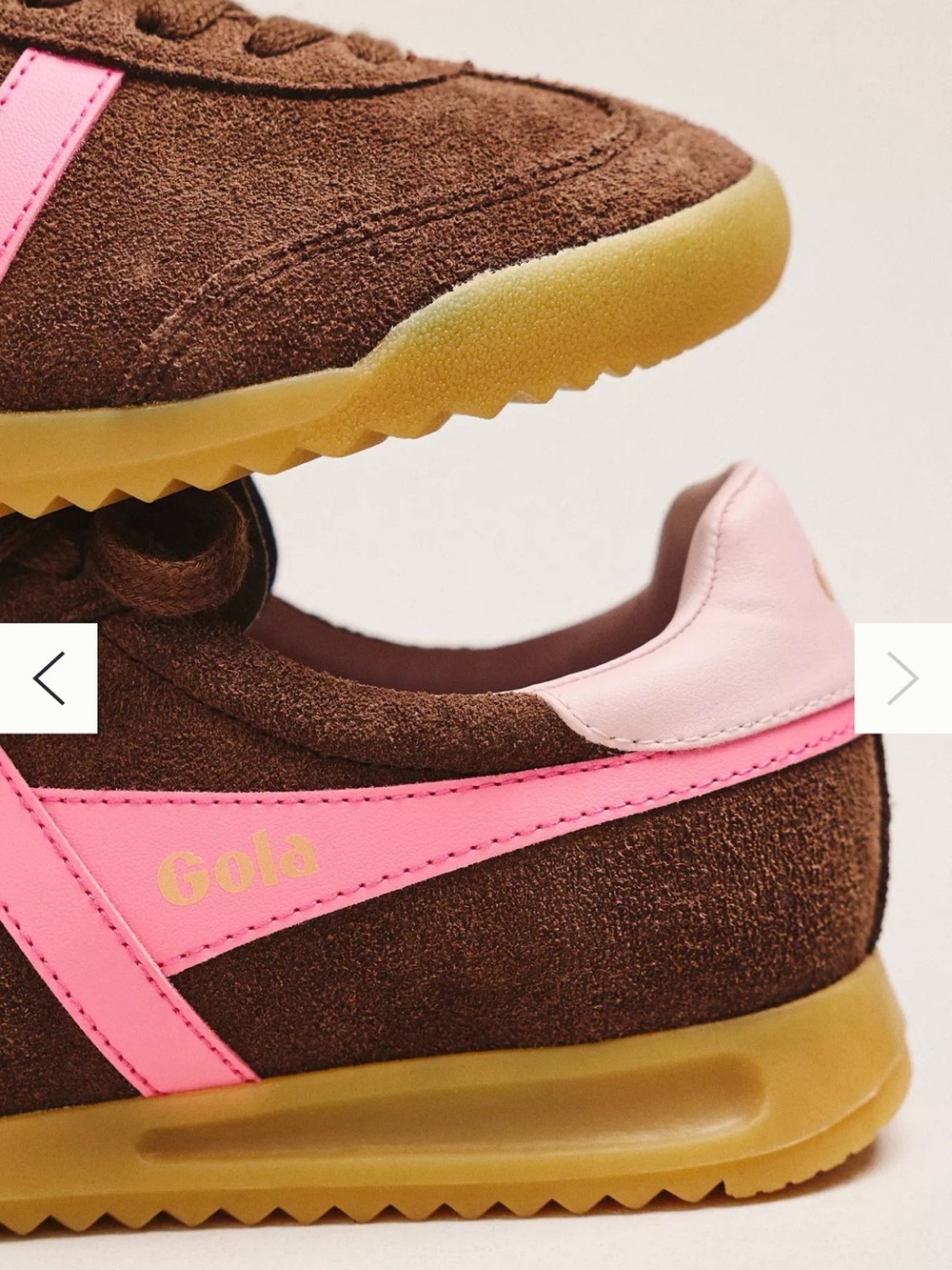 Anthropologie exclusive Gola Torpedo Brown Suede Women's Sneakers Pink Detail 8 - Picture 3 of 6